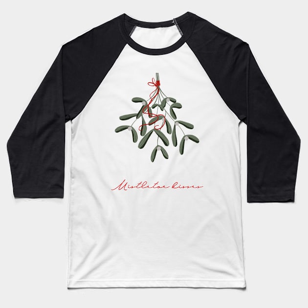 Christmas kisses, mistletoe, Baseball T-Shirt by BosskaDesign